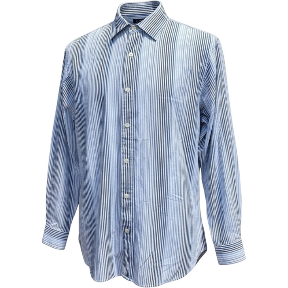 Michael Kors Button Down Shirt Mens L Blue Striped Long Sleeve Classic Office - Picture 1 of 5